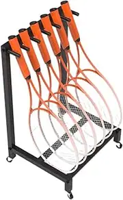 Tennis Racquet Storage Rack,Badminton Racket Display Rack with Wheel,Can Store 7 Rackets,for Fitness Gym Schools,Bearing Capacity 15kg