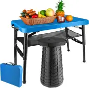 Portable Folding Table and Stool Set, Lightweight Foldable & Blue Set