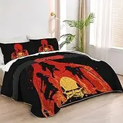 Allenjoy King Size Titan Chronicles Quilt Bedspreads Japanese Anime Bed Set Bedding Coverlet Fabric Washable with 2 Pillow Shams SC00051-007