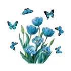 Stylish Door Wall Sticker for Room Decoration Blue Tulip Butterfly Flower