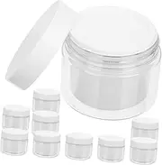 Healeved 10pcs White Plastic Jars with Lid for Whitening Cream Moisturizer Travel Cosmetic Containers