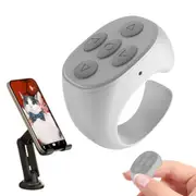 Wireless Bluetooth Ring Remote Control Selfie Video Controller Page Turner-White