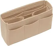 DailyPlus Purse Organizer Insert Felt Bag Organizer Handbag Organizer Insert Bag In Bag Organizer for Tote Purse Bag 14 Pockets Beige Slender Large
