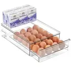 24 Egg Drawer for Fridge, Pull Out Egg Storage Container with Non-Slip Pads R...