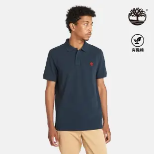 【Timberland】男款深寶石藍休閒短袖Polo衫(A24H2433)