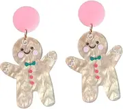 [CHILDWEET] Charming Gingerbread Man Earrings Lightweight and Adorable for Women's Party Outfit