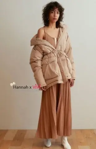 HannahxVIVI 全新 SNIDEL 馮媛甄著 19年冬季 最新超夯連帽長版保暖90白鴨絨中長款羽絨外套 必買商品