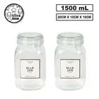 12x 1.5L Airtight Glass Clip Jars Square Kitchen Food Candy Cookie Spice Storage