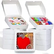 RomanticBaking 28pcs 9x9x2.5 Inches Bakery Boxes with Window Pie Boxes Chocolate Covered Strawberries Boxes Breakable Heart Boxes Cookies Boxes Cakesickle Boxes