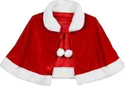 Gamusi Christmas Velvet Shawl Cloak Cape Mrs Santa Claus Cape Robe Halloween Costume Red for Adults Kids