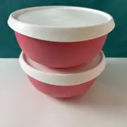 Tupperware Blossom Large Serving Bowl Set Pink 18 cups Set Of 2