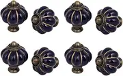 Ceramic Knob,Cabinet,Furniture Pull Handles,Door Pull,Drawer Pull Handle,Home Office Furniture Ceramic Pumpkin Shape Pull Handle Knob Navy Blue 8pcs