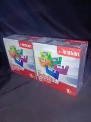 Imation Neon Diskettes 1.44 MB IBM Formatted 2HD Floppy Disks 2 10 Packs New