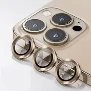 HEYUS [3 Pack] Camera Lens Protector for iPhone 13 Pro 6.1-Inch and iPhone 13 Pro Max 6.7-Inch, 9H Tempered Glass Metal Individual Ring Cover, HD Clear (Gold)