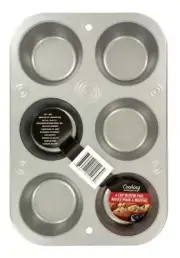 6 Cup Muffin Cooking Pan Steel Non-Stick Bakeware Baking Muffins & Cupcakes