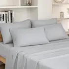 HOMEIDEAS Queen Size Bed Hotel Sheets 6Piece Set Light Grey Extra Soft Brush