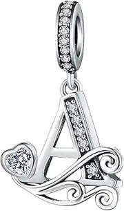 [YOUFENG Jewellery] Silver Letter Charm Fit for Pandora Charms Bracelet Alphabet Initial Dangle Charms Jewelry Gifts for Women