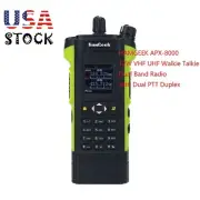 USA stock HAMGEEK APX-800012W VHF UHF Walkie Talkie Dual Band Radio w/ Dual PTT