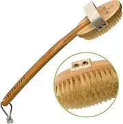 Premium Vegan Dry Brush by Zen Me, Exfoliating Brush with Firm Cactus Bristles for Cellulite and Lymphatic, Body Scrub Brush for Vegan Skincare, with Detox eBook Gift