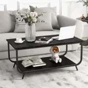 CostwayCoffee Table with 2-Tier Storage Shelf for Living Room