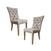 Holly Set of 2 Dining Chair PU Leather Solid Rubber Wood Frame - Coffee