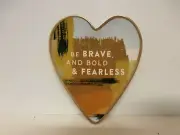 New Demdaco "Be Brave and Bold & Fearless" 4 x 3.5 Ceramic Trinket Dish