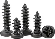 200PCS M1.4 * 3/4-10mm Black Zinc Micro Cross Round Head Self-Tapping Screws,Plus Hard, Pan Head Screws(8mm)