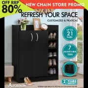 ALFORDSON Shoe Cabinet Storage Rack Drawer Organiser Shelf 21 Pairs Black