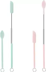 4 Pcs Mini Silicone Telescopic Spatula Scooping Spoon Set for Kitchen Jar