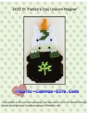 St. Patrick's Day Unicorn Magnet-Plastic Canvas Pattern/Kit