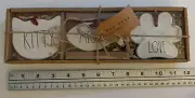 Rae Dunn Kitty, Meow, Love Holiday Ornaments Farmhouse Pottery Ivory Christmas