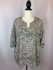Sz 2 CHICOS Brown & Ivory Mod Geo Ashlynn SS Print Top NWT $89 L 12 Animal Print