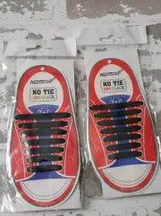 Homar Kids 7+7 No Tie Silicone Shoe laces 2 Pair Black