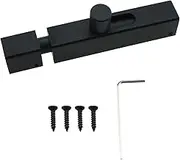RLECS 75mm/3inch Bedroom Door Lock Door Reinforcement Lock Internal Door Slide Lock Aluminium Square Plain Latch Black Slide Bolt Latch Suitable for Bathroom Bedroom Locker and Cabinet