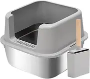 Stainless Steel Cat Litter Box High Sides Litter Box with Scoop Extra Large Metal Cat Pan Easy Clean Non-Sticky Litter Tray