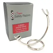 Curved Chrome Razor Stand for Straight & Cartridge Razors-Fits 100 mm+ Handles
