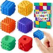 UIIOPJIOM Stocking Stuffers for Kids Fidget Cube Textured Silicone Sensory Cubes for Autism ADHD Teen Adults Silent Calm Down Corner Supplies Anxiety Relief Quiet Fidgets Toy for Classroom Office
