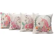 Unicorn Throw Pillow Case Cushion Cover Decor Cotton Linen 18" x 18"