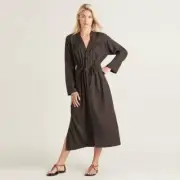 TIGERLILY Kara Linen Trench Coat Long Sleeve Midi Dress NWT RRP$299 Size 12 AU