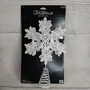 New Frosted Glitter 3D Snowflake Tree Topper Christmas Holiday Winter Wonderland