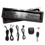 2pcs License Plate Frame Roller Shutter Electric Remote Control License Plate Holder For European S Black