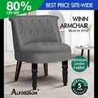 ALFORDSON Armchair Lounge Chair Wingback Accent Tufted Chair Fabric Sofa Grey