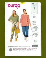 Women's Pullover Tops or Tunic Sewing Pattern~Loose Fit (Sizes 18-28) Burda 6217