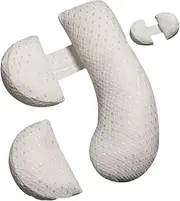 Pregnancy Pillows, Pregnancy Belly Side Sleeping Pillow, Maternity Waist Pillow, Comfortable Support Back HIPS Legs, Detachable Body Pillow for Pregnant Women with Auxiliary Pillow (White)