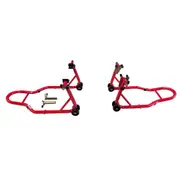 2PC Motorcycle Dolly Wheel Stand - Motorbike Front Wheel Stand+Rear Wheel Stand