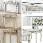 3-Style Sparkly Mirrored Console Table Vanity Table Versatile Furniture Entryway