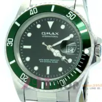 在飛比找蝦皮購物優惠-OMAX-水鬼款 時尚中型錶款-黑綠/OM4057