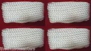 (4) White Twisted 3 Strand 3/8" x 20' ft HQ Boat Marine DOCK LINES Mooring Ropes