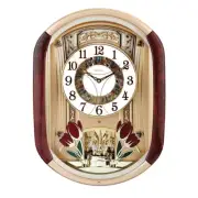 Musical Olde World 20 in. x 14.5 in. Wall Clock with 18 Song Selections and Gold