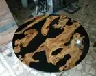 Round Black Epoxy Resin Center Sofa Coffee Table Acacia Wooden Entryway Desk Dec